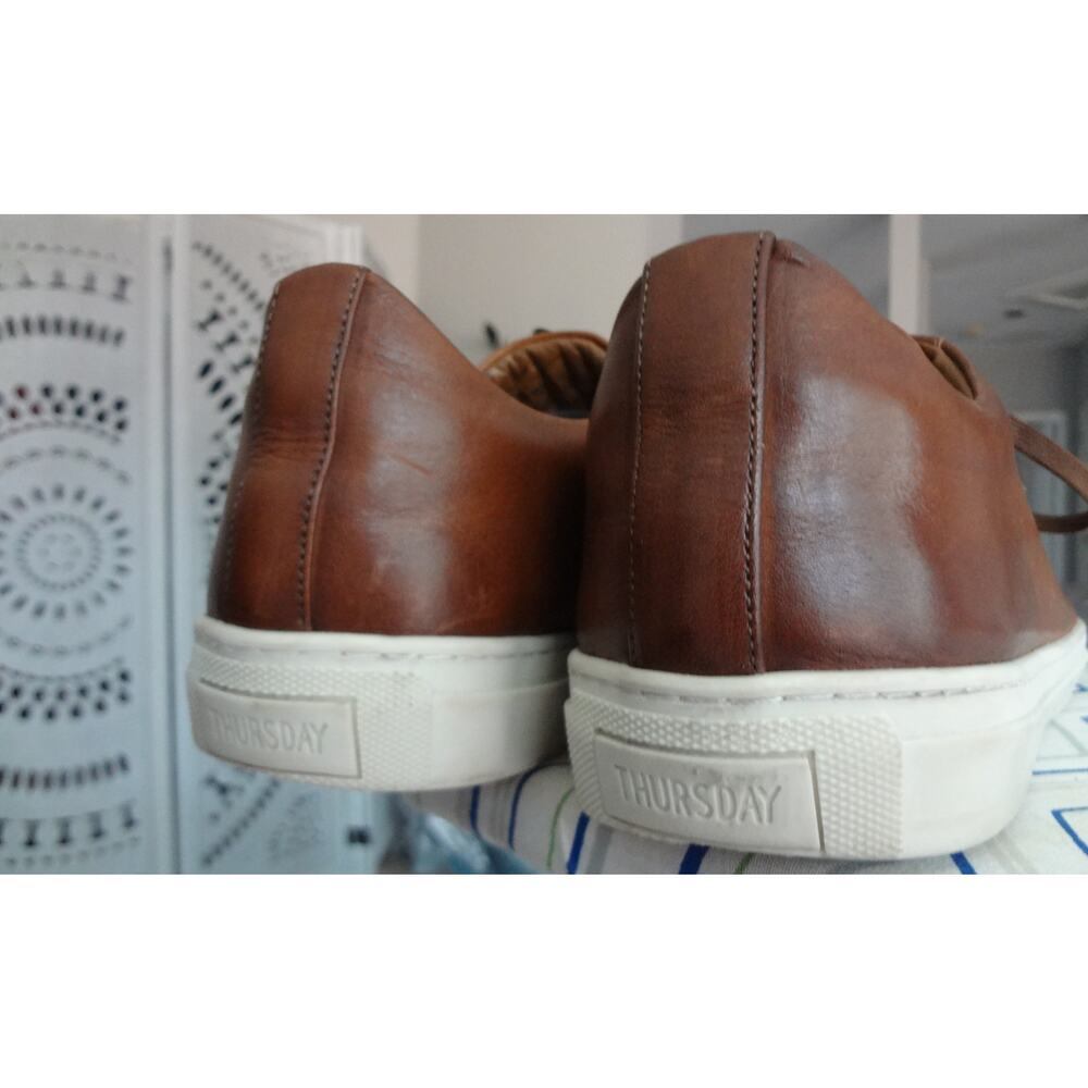 Thursday Premier Tan Brown Leather Sneakers Trainers Mens 15 W Wide Low Top - Picture 5 of 8